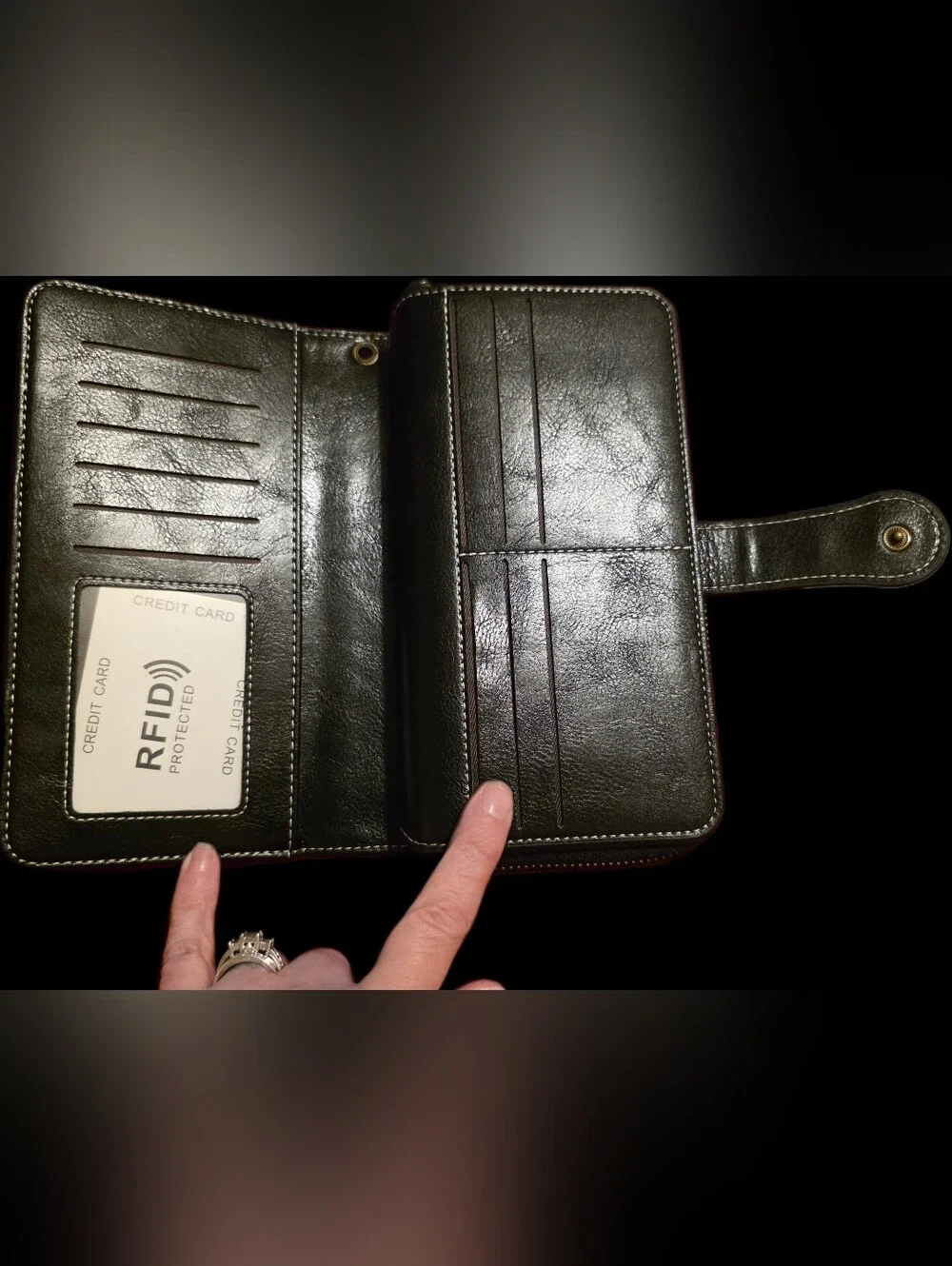 Black Wallet with Contrast Stitching
